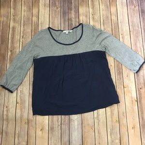 Boden Scoop Neck 3/4 Sleeve color block top